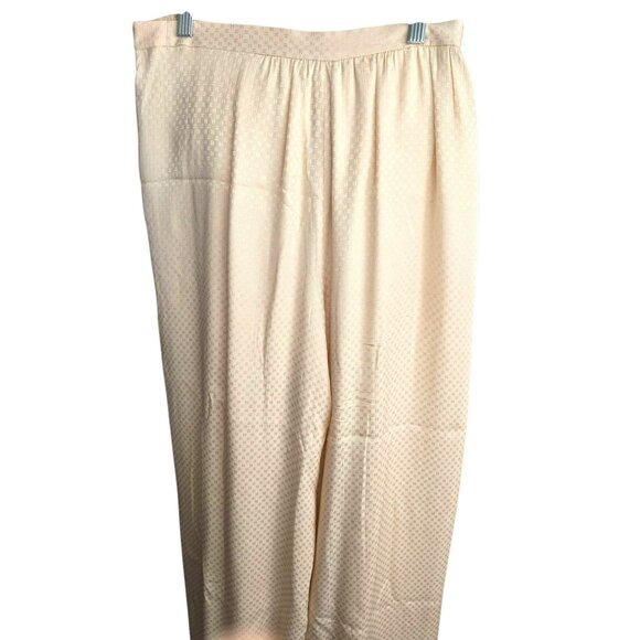 Vintage Chanel Womens Beige Silk Wide-Leg Pants Size 6 Logo Gathered HS171 - Picture 3 of 11